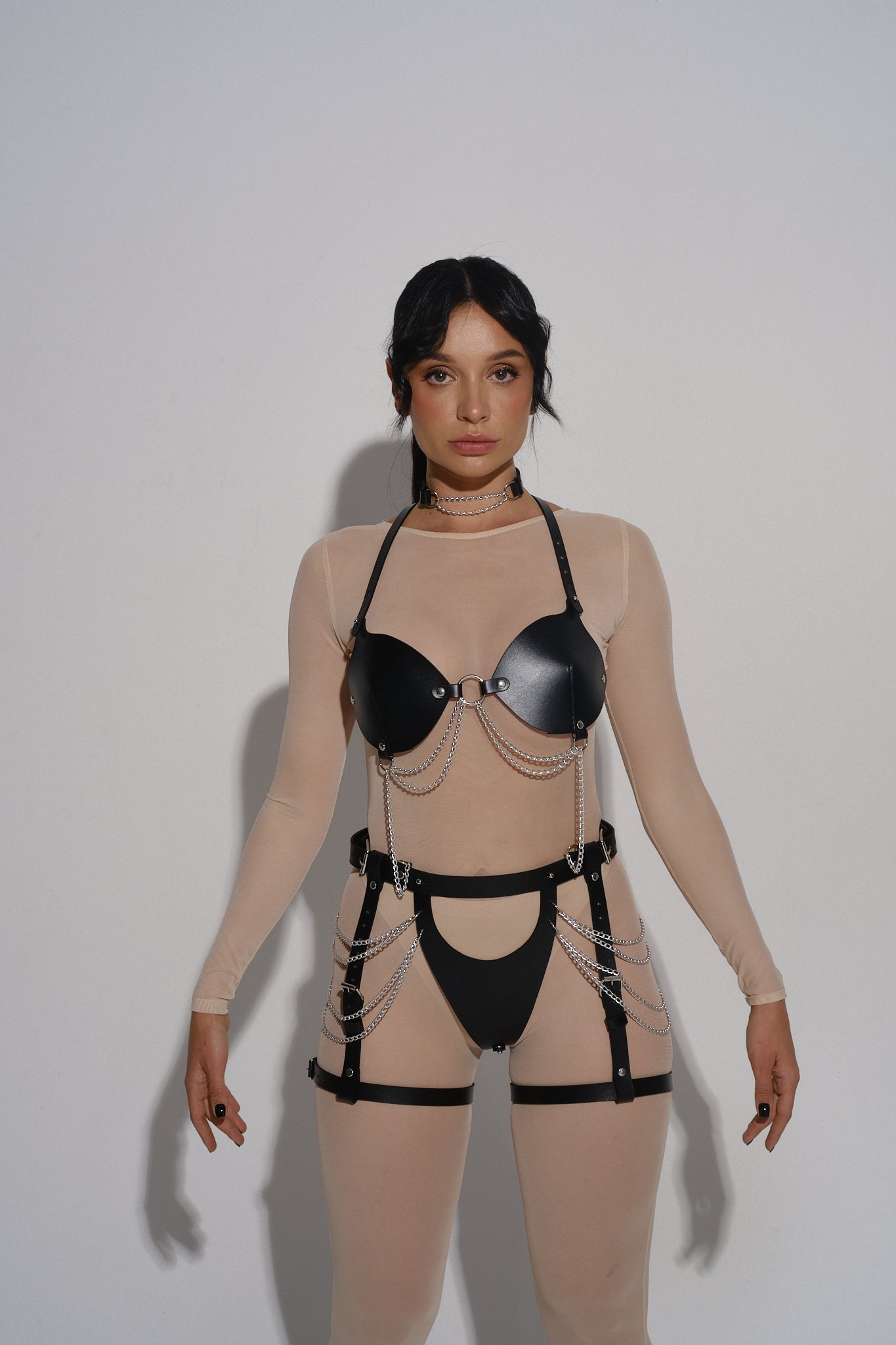 Leather Set: bra and panties Poli